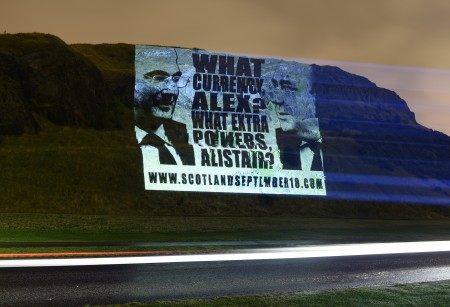 Big questions for both sides projected on Edinburgh landmarks in Sir Tom Hunter's Scotland September 18 campaign 