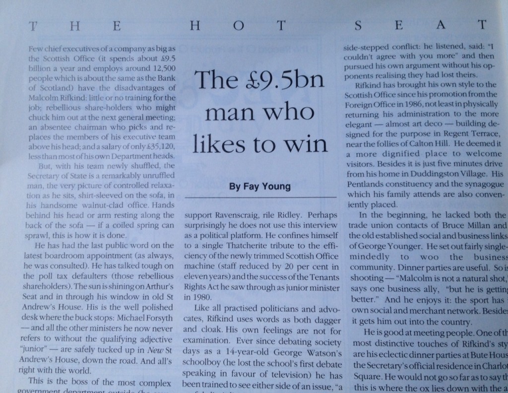 Cutting from Insider magazine, heading The Hot Seat: The £9.5bn man who likes to win